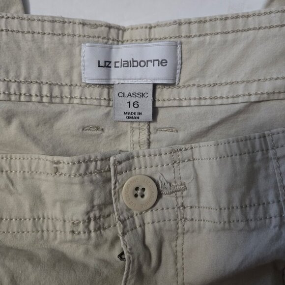 Liz Claiborne light tan cotton pants tapered ankle Size 16 - Picture 2 of 6